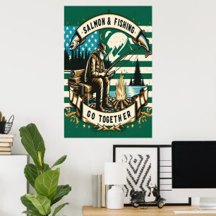 Salmon & Fishing: A Day By The Lake Poster