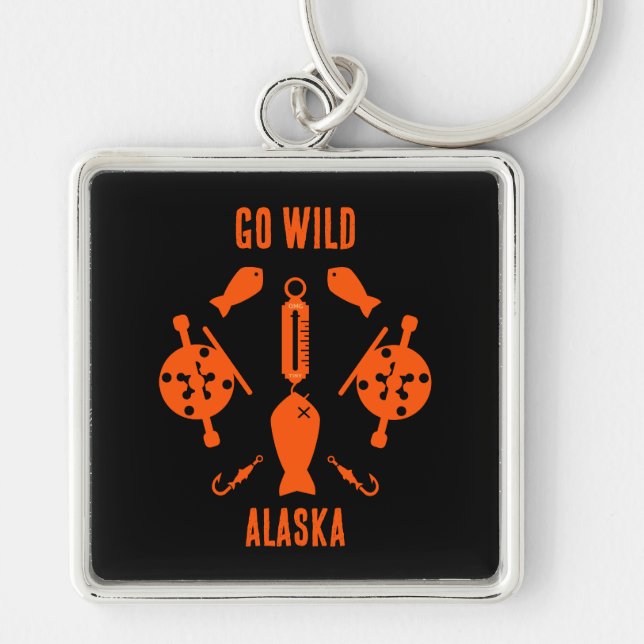 Salmon Fishing Alaska Key Ring (Front)