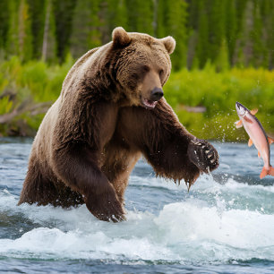 Salmon Fishing Grizzly Bear Jigsaw Puzzle