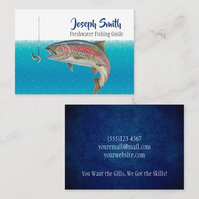 Salmon Fishing Guide Service Business Card (Front/Back)