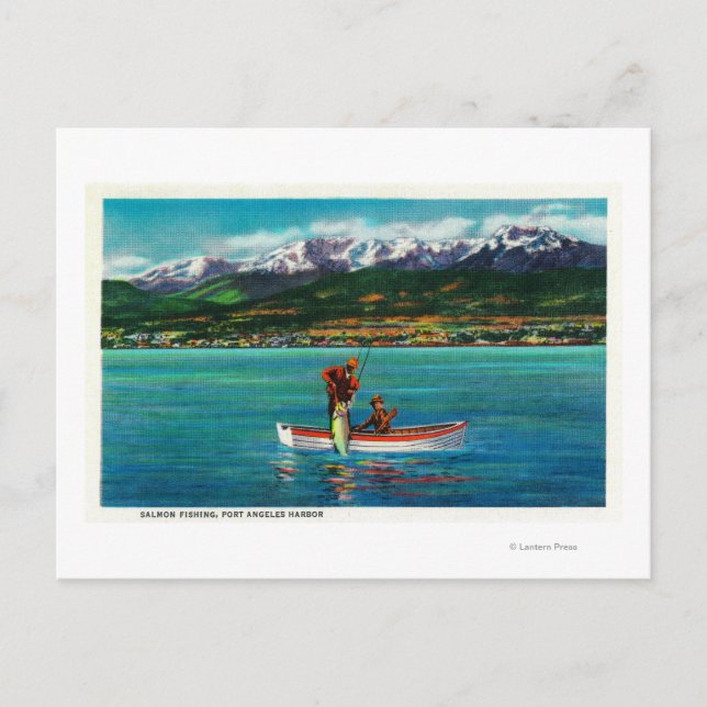 Salmon Fishing in Port Angeles Harbour Postcard (Front)