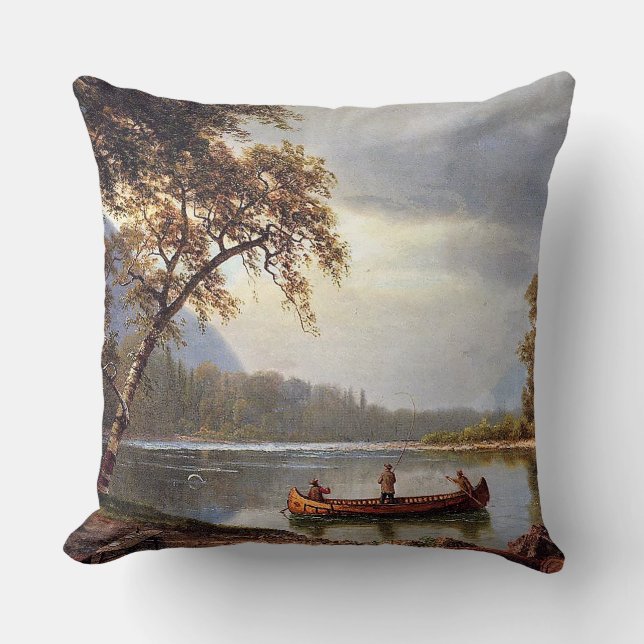 Salmon Fishing on the Cascapediac Albert Bierstadt Cushion (Front)
