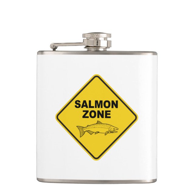 Salmon Fishing Zone Hip Flask (Front)