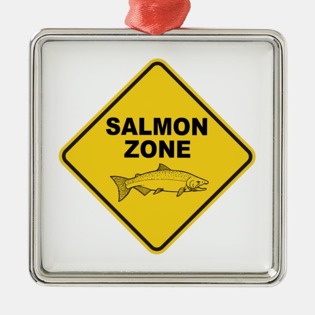 Salmon Fishing Zone Metal Tree Decoration (Front)