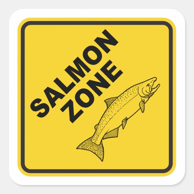 Salmon Fishing Zone Square Sticker (Front)