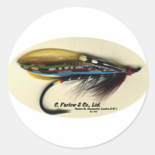 Salmon Fly- Black Doctor feather wing Classic Round Sticker