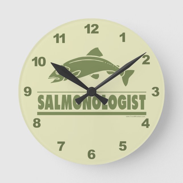 Salmon Fly Fishing Round Clock (Front)