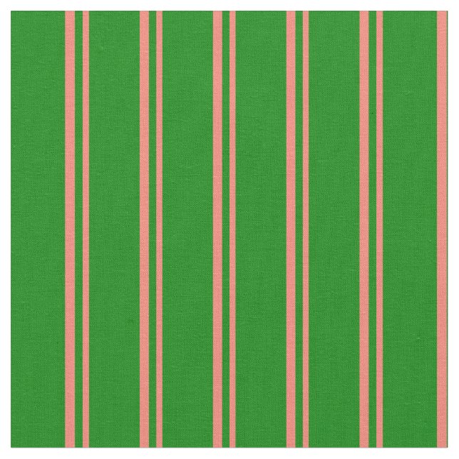 Salmon & Green Coloured Stripes Fabric (Close Up)