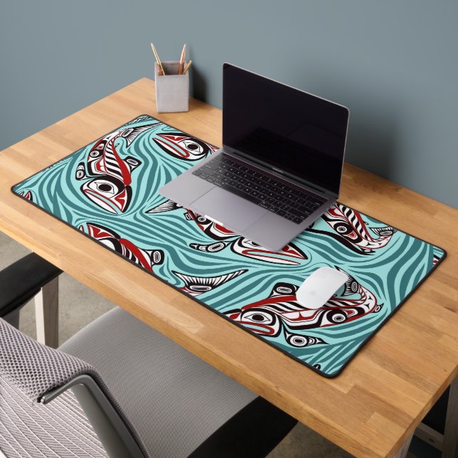Salmon Haida Art Spirit Pacific Northwest Native Desk Mat (Office 2)