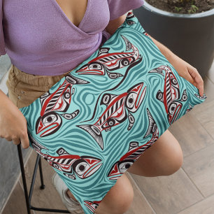 Salmon Haida Art Spirit Pacific Northwest Native Lumbar Cushion