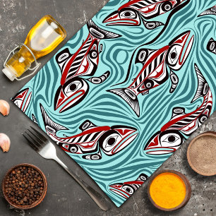 Salmon Haida Art Spirit Pacific Northwest Native Tea Towel