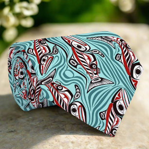 Salmon Haida Art Spirit Pacific Northwest Native Tie