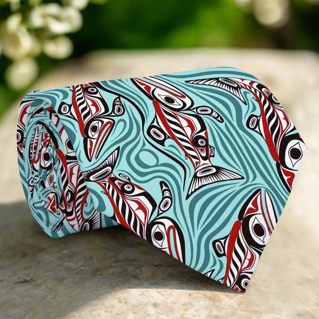 Salmon Haida Art Spirit Pacific Northwest Native Tie (Creator Uploaded)