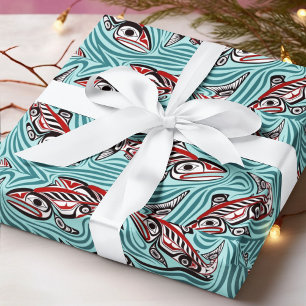 Salmon Haida Art Spirit Pacific Northwest Native Wrapping Paper