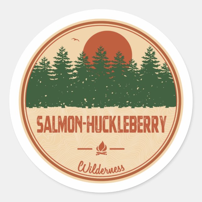 Salmon-Huckleberry Wilderness Classic Round Sticker (Front)