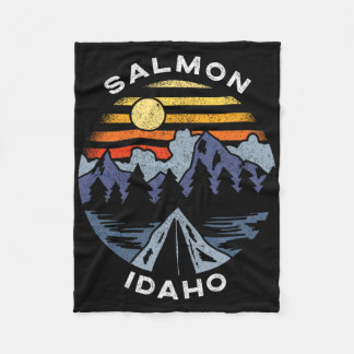 Salmon Idaho Mountains Vacation Camping Souvenir  Fleece Blanket