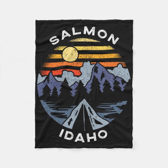 Salmon Idaho Mountains Vacation Camping Souvenir  Fleece Blanket (Front)