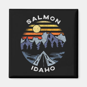 Salmon Idaho Mountains Vacation Camping Souvenir Magnet