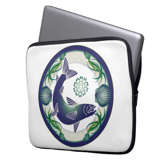 Salmon laptop sleeve (Front Left)