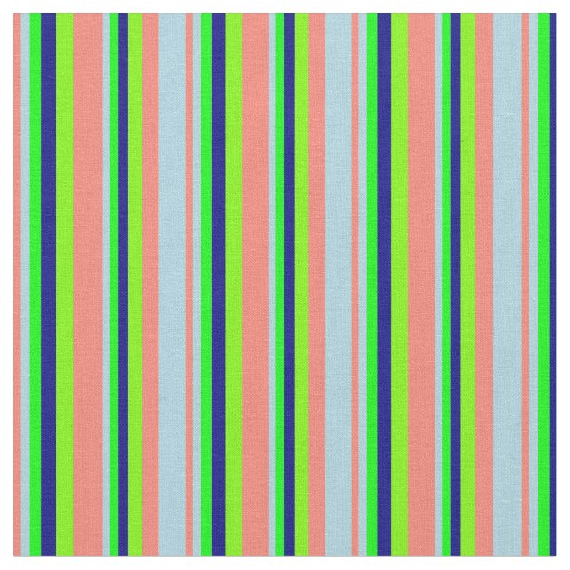 Salmon, Light Blue, Lime, Blue & Green Coloured Fabric (Close Up)