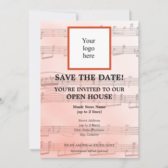 Salmon Local Music Store I Logo Open House Save The Date (Front)