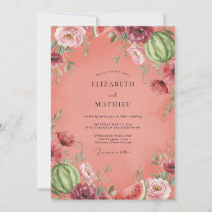 Salmon Mauve Painted Wedding Invitation
