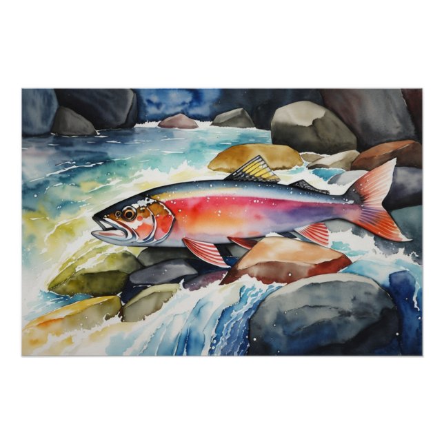 *~* Salmon Men Gift AP49 River Stream Poster (Front)
