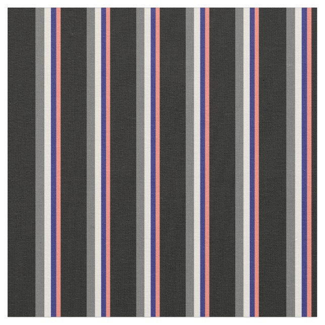 Salmon, Midnight Blue, Beige, Dim Grey & Black Fabric (Close Up)