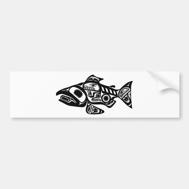 Salmon Native American Design Bumper Sticker (Front)