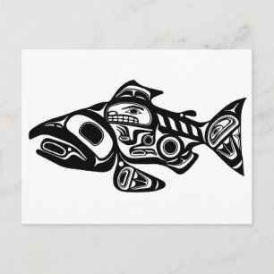Salmon Native American Design Postcard