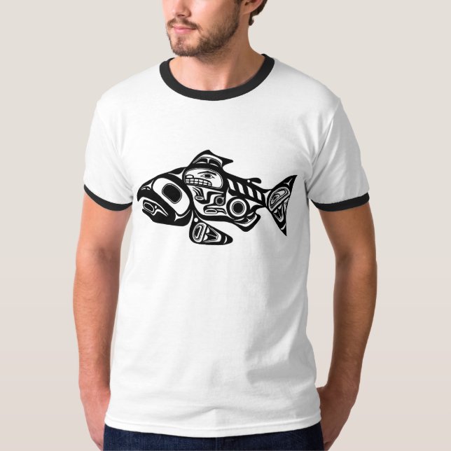 Salmon Native American Design T-Shirt (Front)