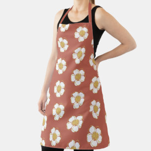 Salmon Orange White Gold Yellow Buttercup Flowers Apron