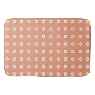 salmon orange yellow and white Buttercup Flowers Bath Mat