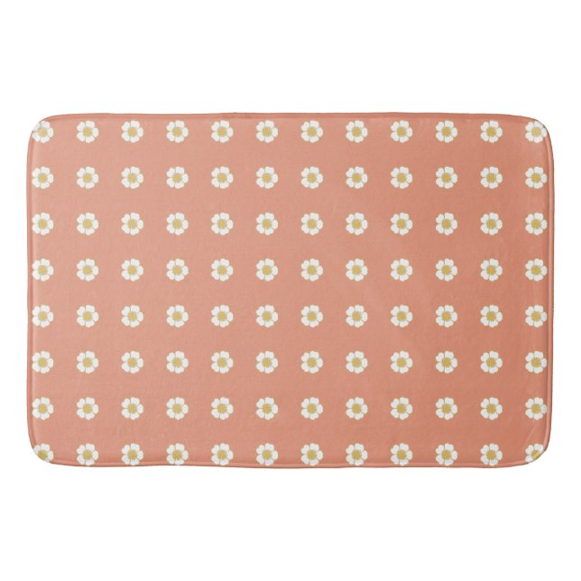salmon orange yellow and white Buttercup Flowers Bath Mat (Front)