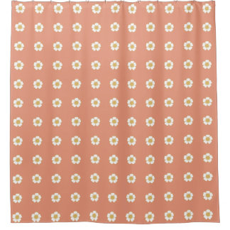 salmon orange yellow and white Buttercup Flowers Shower Curtain