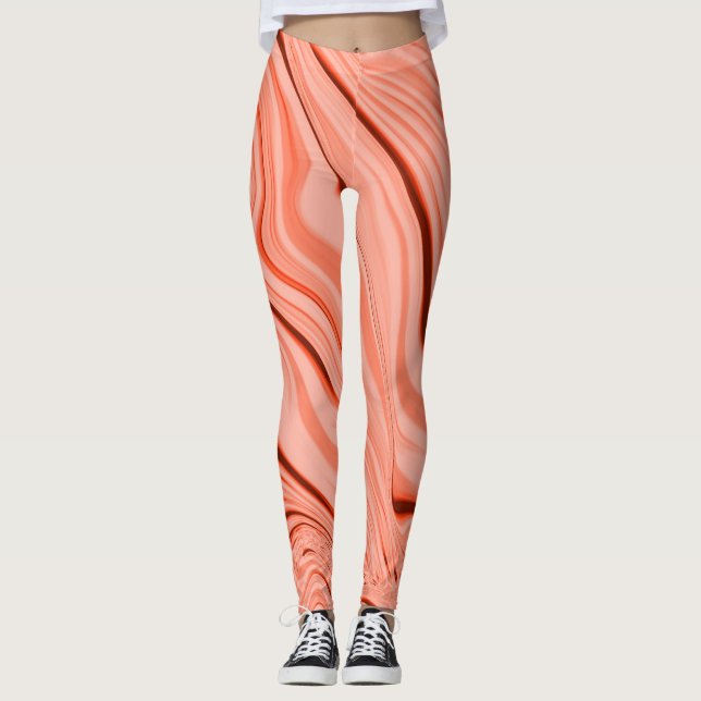 Salmon, peach, clear coral and pink mix curves leggings (Front)