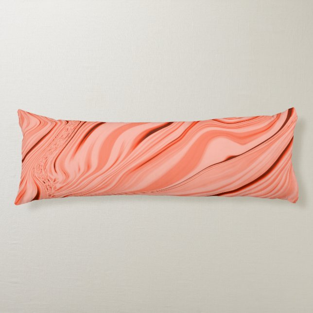 Salmon, peach, coral and pink mix wavy body cushion (Front)