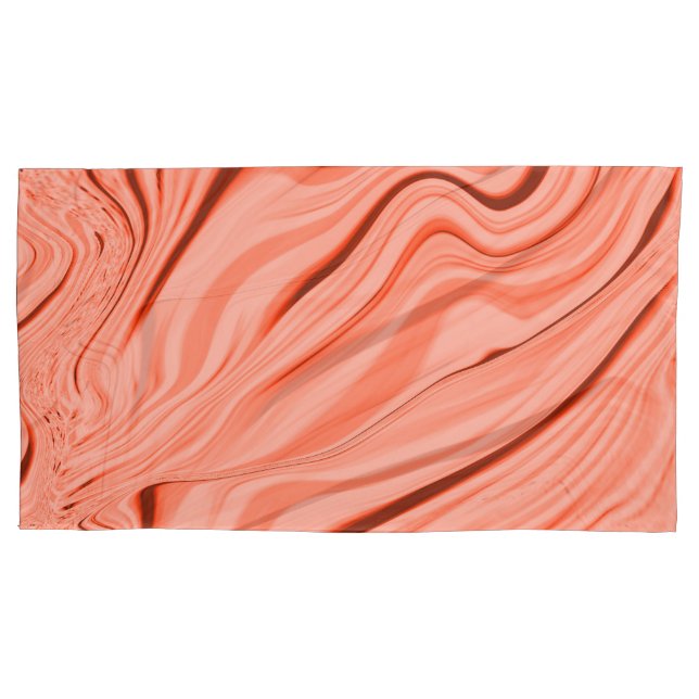 Salmon, peach, coral and pink mix wavy pillowcase (Front-Left)