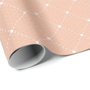 Salmon Peach Pastel Delicate Lace White Elegant Wrapping Paper
