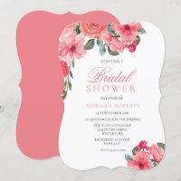 Salmon Peach Pink Floral Bridal shower Invite
