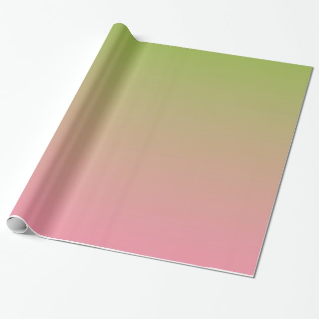 Salmon Pink Apple Green Gradient Wrapping Paper (Unrolled)