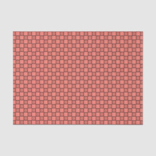 Salmon Pink Black Chequerboard Pattern Tissue Paper