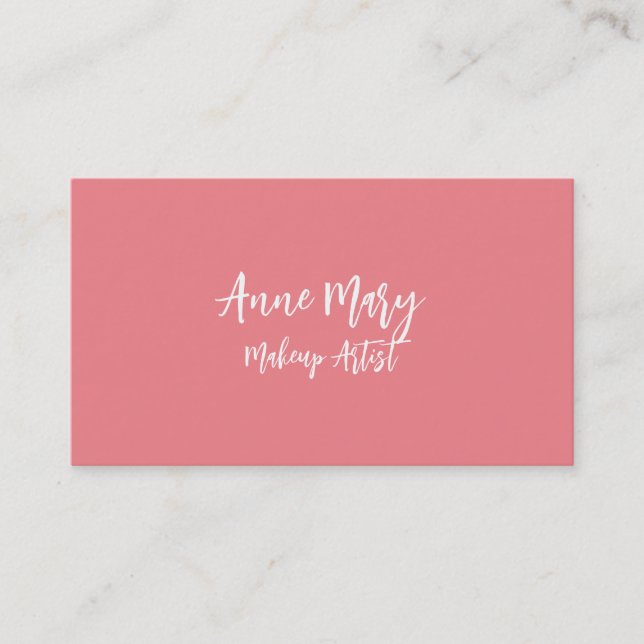 Salmon Pink Bright Makeup Artist Beauty Hair Salon Business Card (Front)