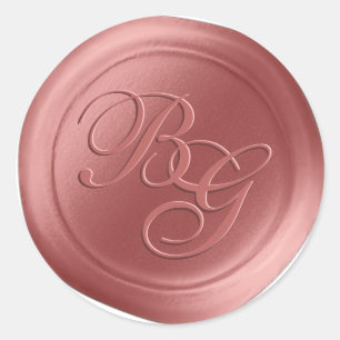 Salmon Pink Calligraphy Monogram Wax Seal Stickers
