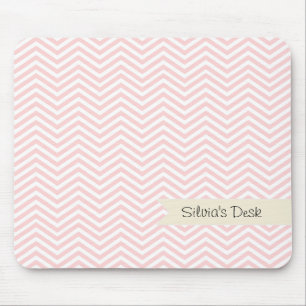 Salmon Pink Chevron Mouse Mat
