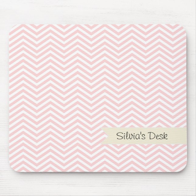 Salmon Pink Chevron Mouse Mat (Front)