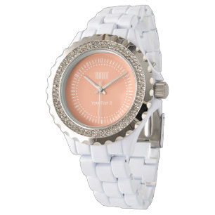 Salmon Pink Decor Background Personalised Watch