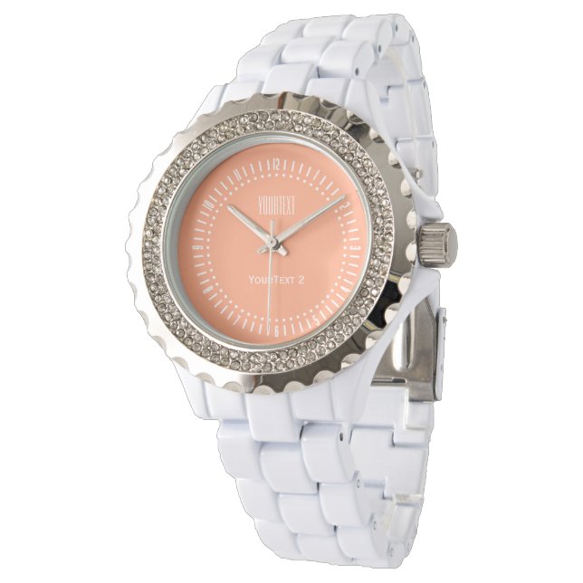 Salmon Pink Decor Background Personalised Watch (Angled)