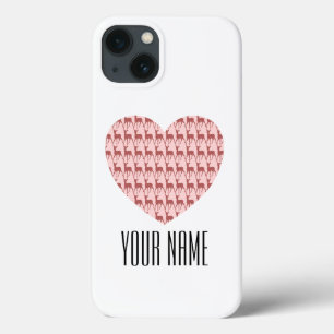 Salmon Pink Deer Heart Personalised Name iPhone 13 Case