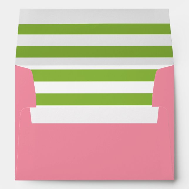 Salmon Pink Envelope Apple Green Striped Liner (Back (Bottom))